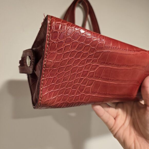 Y2K Tommy Hilfiger Faux Crocodile Skin Embossed Mini Hand Bag Red Shoulder Purse - Picture 10 of 13